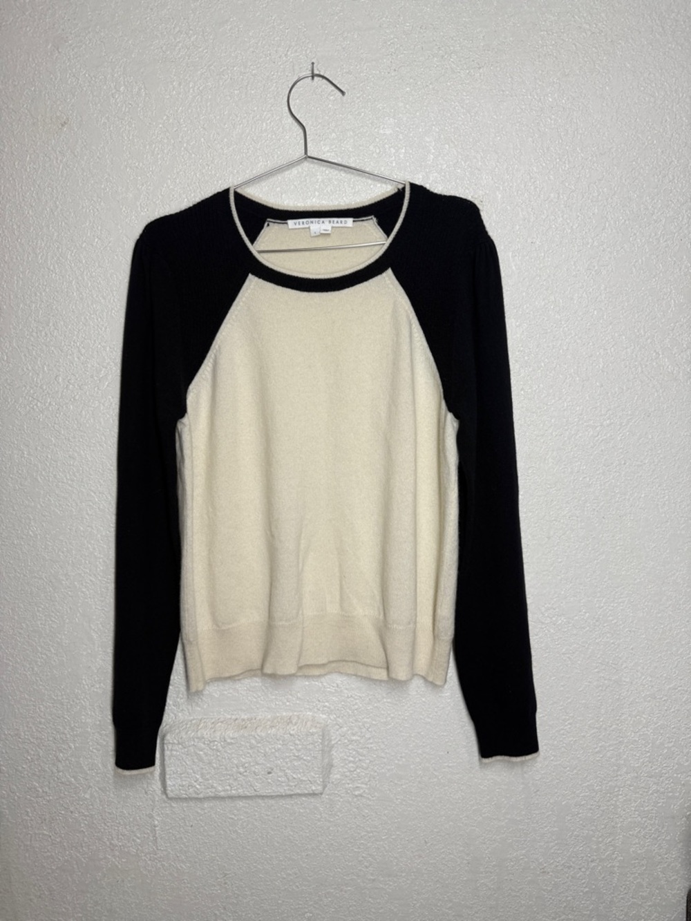 Veronica Beard Ivory Black 100% Cashmere Sweater Size Large